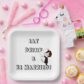 Wedding Bride and Groom Humor Papieren Bordje (Feest)