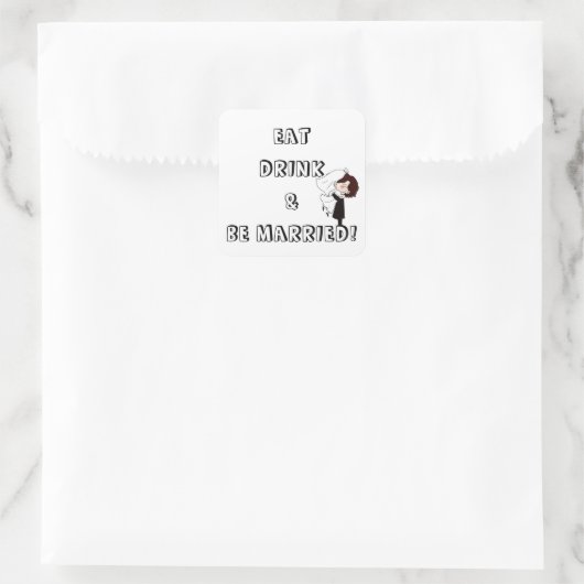 Wedding Bride and Groom Humor Vierkante Sticker (Tas)