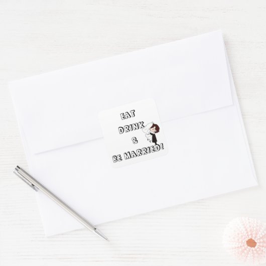 Wedding Bride and Groom Humor Vierkante Sticker (Envelop)