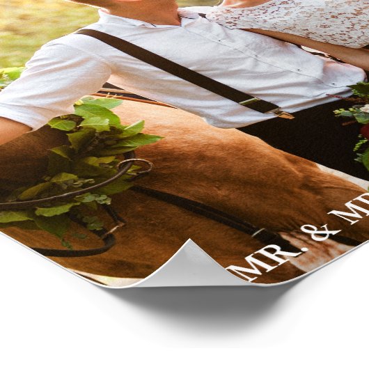 Wedding Bride en Groom Foto Mr. en Mrs. Poster (Hoek)