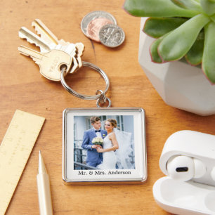 Wedding Bride en Groom Foto Sleutelhanger