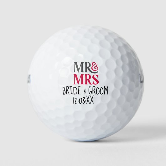 Wedding Bride & Groom Mr & Mrs. Golfballen