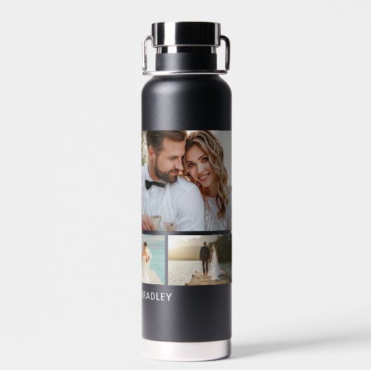 WEDDING Bride & Groom Multi Collage Modern Waterfles (Achterkant)