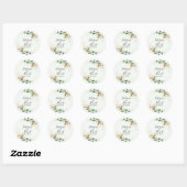 Wedding Bride Groom Name Green Floral Eucalyptus Ronde Sticker (Vel)