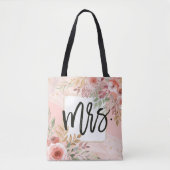 Wedding Bride Mrs Elegant Chic Waterverf Flowers Tote Bag (Voorkant)