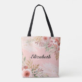 Wedding Bride Mrs Elegant Chic Waterverf Flowers Tote Bag (Achterkant)