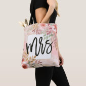 Wedding Bride Mrs Elegant Chic Waterverf Flowers Tote Bag (Dichtbij)