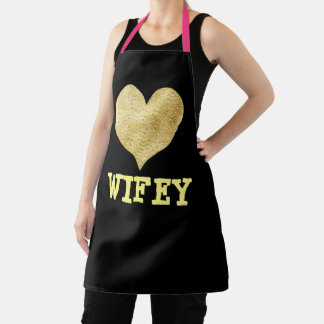 WEDDING BRIDE WIFEY KITCHEN APRON WIFE SCHORT