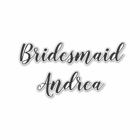 Wedding Bridesmaid 2023 Simple Custom Name Modern Sticker (Voorkant)