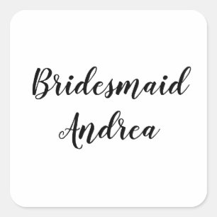 Wedding Bridesmaid 2023 Simple Custom Name Modern Vierkante Sticker
