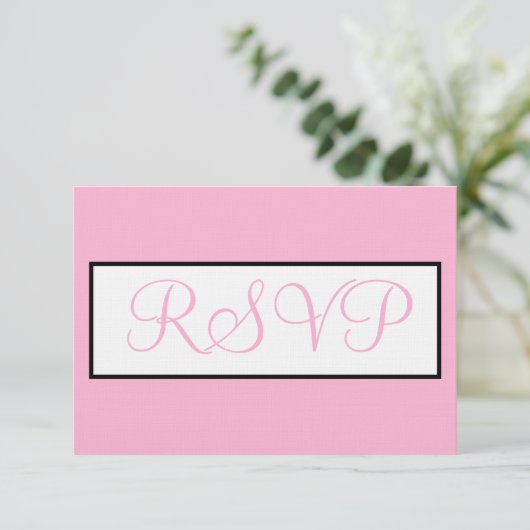 Wedding Bright Blush Pink White RSVP Kaartje (Staand voorkant)
