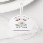 Wedding Bright Floral waterverf op maat Wijnglaslabel (Dichtbij)