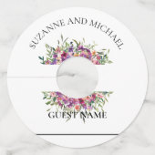 Wedding Bright Floral waterverf op maat Wijnglaslabel (Achterkant)