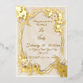 Wedding Brown and beige Invitation Folie Uitnodiging