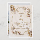 Wedding Brown and beige Invitation Kaart (Voorkant / Achterkant)