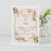 Wedding Brown and beige Invitation Kaart (Staand voorkant)