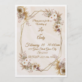 Wedding Brown and beige Invitation Kaart