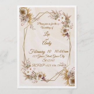 Wedding Brown and beige Invitation Kaart