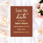 Wedding Brown Save the Date Terracotta Boho Folie Uitnodiging<br><div class="desc">Sparen de Datum Bruin Uitnodiging met Gold Foil,  Meer producten met dit ontwerp zijn in het hieronder collectie.</div>
