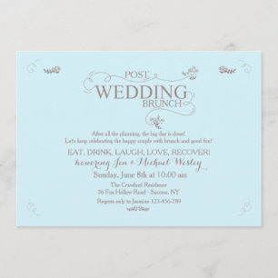 Wedding Brunch in Blue Invitation Kaart