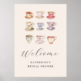 Wedding Brunch Vrijgezellenfeest Tea Cups Chinoise Poster
