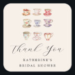 Wedding Brunch Vrijgezellenfeest Tea Cups Chinoise Vierkante Sticker<br><div class="desc">Wedding Brunch Vrijgezellenfeest Tea Cups Chinoiserie Square Sticker Gift Label</div>