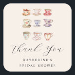 Wedding Brunch Vrijgezellenfeest Tea Cups Chinoise Vierkante Sticker<br><div class="desc">Wedding Brunch Vrijgezellenfeest Tea Cups Chinoiserie Square Sticker Gift Label</div>