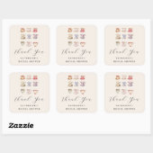 Wedding Brunch Vrijgezellenfeest Tea Cups Chinoise Vierkante Sticker (Vel)