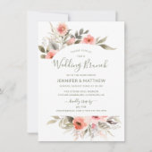 Wedding Brunch Waterverf Blush Roos Wreath Kaart (Voorkant)