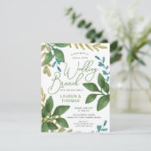 Wedding Brunch Waterverf Tea laat de olievlek op Kaart (Staand voorkant)