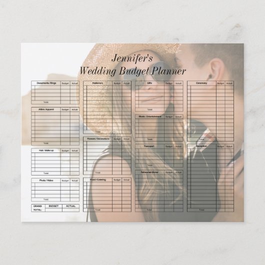 Wedding Budget Planner Foto Papieren Blad (Voorkant)