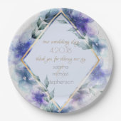 Wedding Buffet | Waterverf Violet Blue Flowers Papieren Bordje (Voorkant)