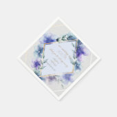 Wedding Buffet | Waterverf Violet Blue Flowers Servet (Hoek)