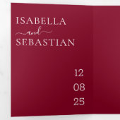 Wedding Burgundy All in one set kindly reply Drieluik Uitnodiging (Binnenzijde eerst)