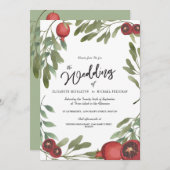 Wedding Burgundy Botanical Boho Greenery Kaart (Voorkant / Achterkant)