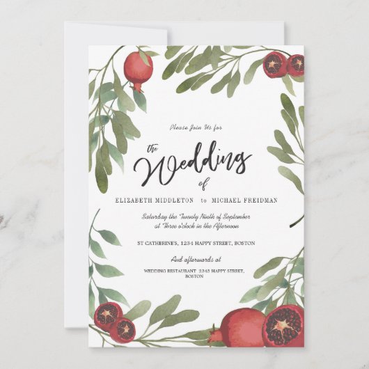 Wedding Burgundy Botanical Boho Greenery Kaart (Voorkant)