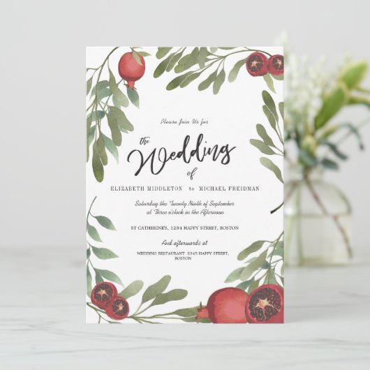 Wedding Burgundy Botanical Boho Greenery Kaart (Staand voorkant)