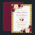 Wedding Burgundy Floral Gold Glitter Invitation S. Kaart<br><div class="desc">Elegant Burgundy Marsala Waterverf Floral and Gold Glitter Wedding Invitation - Burgundy Script - Burgundy Back - Gejouwd</div>