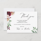 Wedding Burgundy Floral - Hartelijk dank Kaart (Voorkant)