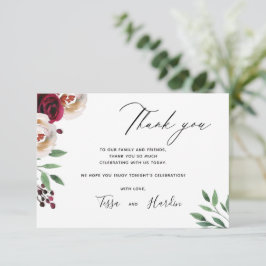Wedding Burgundy Floral - Hartelijk dank Kaart