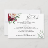 Wedding Burgundy Floral — Kaart met details (Voorkant)