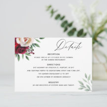 Wedding Burgundy Floral — Kaart met details