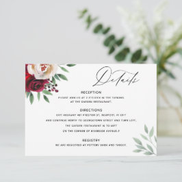 Wedding Burgundy Floral — Kaart met details