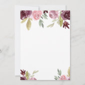 Wedding Burgundy Pink Modern Elegant Floral Kaart (Achterkant)