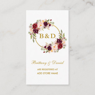 Wedding Burgundy Wreath Registry Insert Card Informatiekaartje