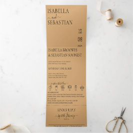 Wedding Burly Wood Sand All in one set Drieluik Uitnodiging