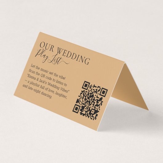 Wedding Burly Wood Sand QR Code Playlist Kaart (Voorkant)