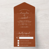 Wedding Burnt Sinaasappel Boho Terracotta All In One Uitnodiging (Binnen)