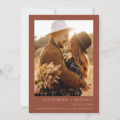 Wedding Burnt Sinaasappel Terracotta Foto Floral Kaart (Achterkant)