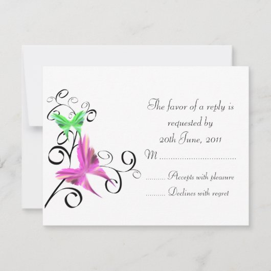 Wedding Butterflies RSVP Kaartje (Voorkant)